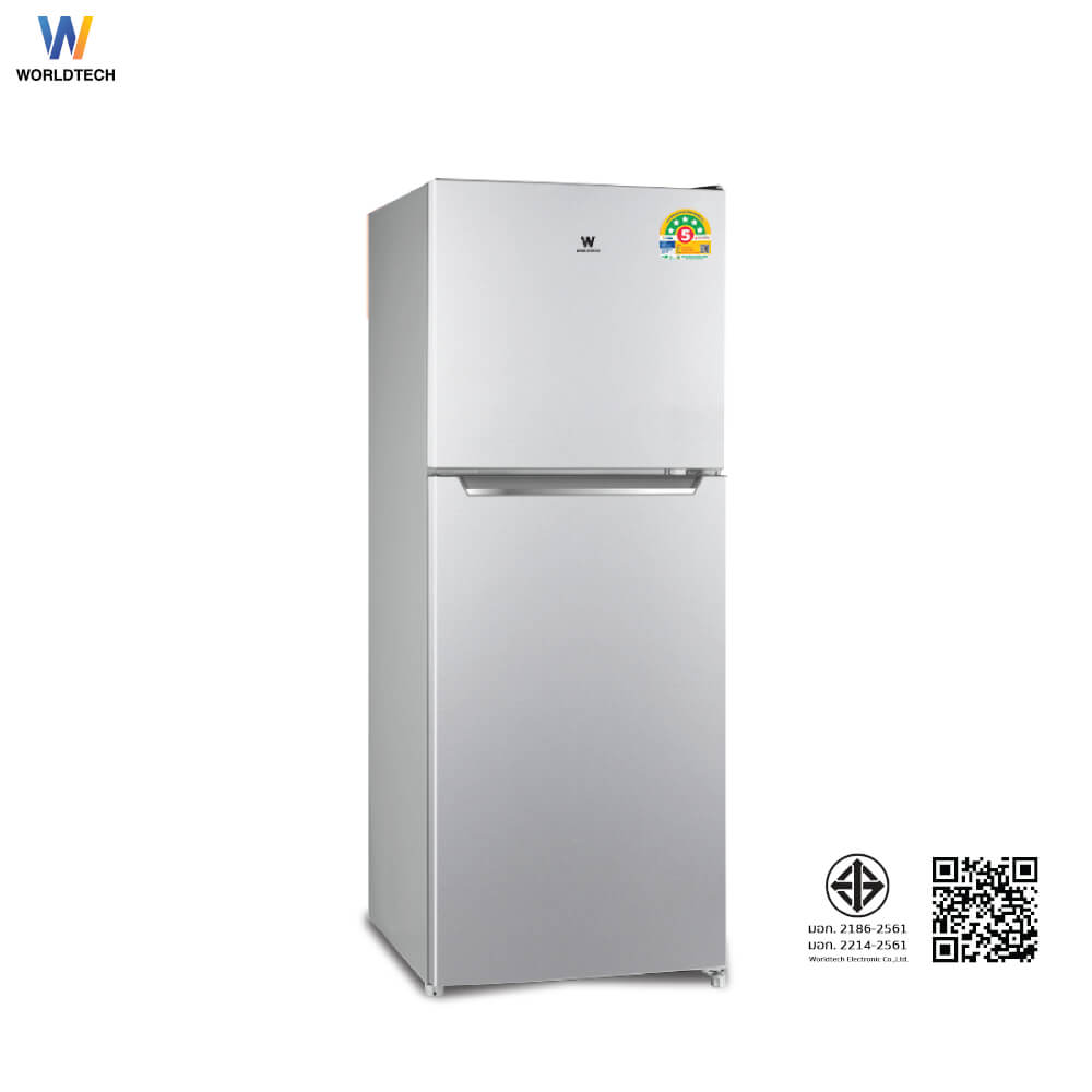 ตู้เย็น 2 ประตู WORLDTECH รุ่น WT-MRF-225W_SIL ขนาด 7.1 คิว ความจุ 202 ลิตร สีเงิน